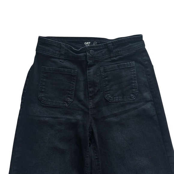 OAT NEW YORK Black Wide Leg Raw Hem Jeans High Rise Women Size 4 27 Grunge Retro - Picture 11 of 12